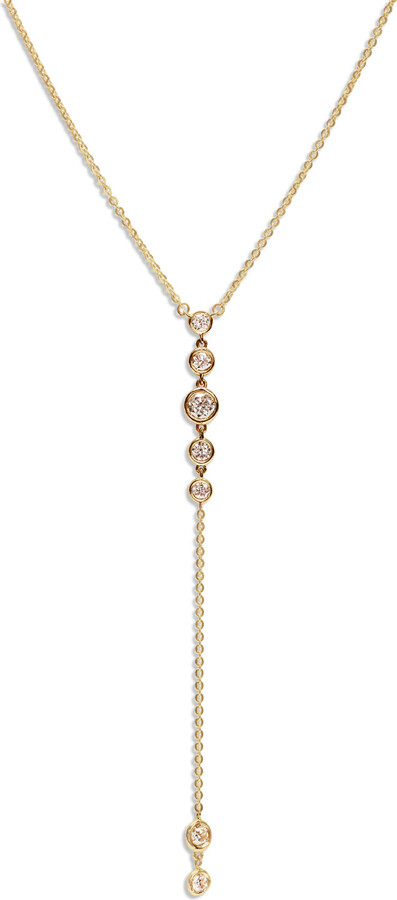 CARBON & HYDE Diamond Bezel Starstruck Yellow Gold Lariat Necklace