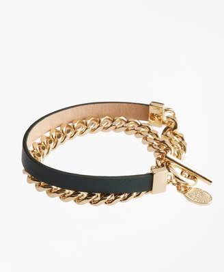 Brooks Brothers Leather Chain Wrap Bracelet