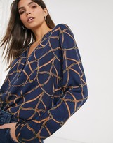 Thumbnail for your product : Esprit chain print detail shirt in navy