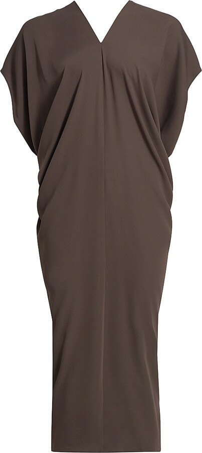 MM6 MAISON MARGIELA Women's Draped V-Neck Midi-Dress - Brown - Size 2