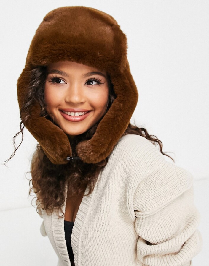 My Accessories London oversized trapper hat in teddy brown ShopStyle