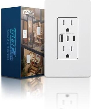 Fahint USB Wall Outlets, 3-Port USB C Outlet Receptacles, 30W 6.0A USB Electrical Outlet, 15 Amp Tamper-Resistant Outlet with Dual C Ports, ETL & FCC...