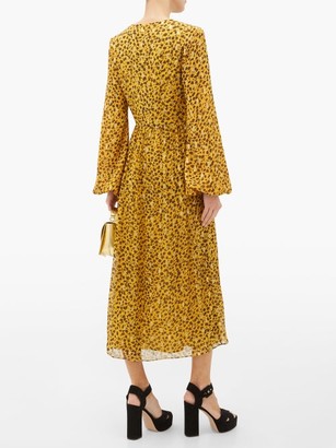 Saloni Camille B Leopard-camo Print Silk-blend Dress - Leopard