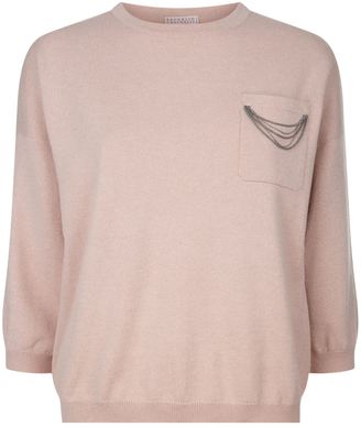Brunello Cucinelli Embellished Pocket Cashmere Sweater
