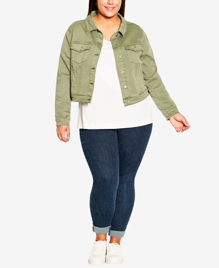 plus size stretch denim jacket