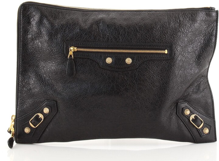 Balenciaga Zip Around Classic Studs Clutch Leather Medium - ShopStyle
