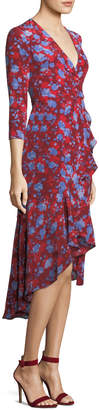 Alexis Loma High-Low Floral-Print Silk Wrap Dress