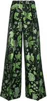 Thumbnail for your product : Christian Pellizzari Foliage Print Palazzo Trousers