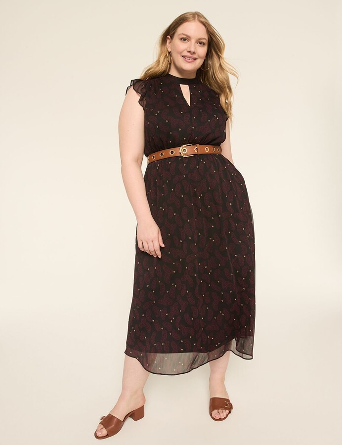 Lane Bryant Flutter-Sleeve Mock-Neck Maxi Dress