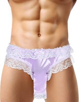 Thumbnail for your product : ZOUMOOL Mens Sexy Front Thong Underwear Sexy Men Lace Briefs Open Butt Low Sissy G-String Underwear Panties White