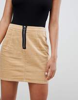 Thumbnail for your product : Missguided Cord Zip Front Mini Skirt