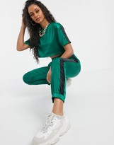 Thumbnail for your product : Daisy Street satin loose fit crop top with contrast panels in green
