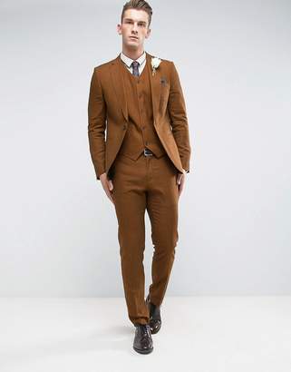 ASOS DESIGN WEDDING Skinny Suit Jacket in Rust Tonic