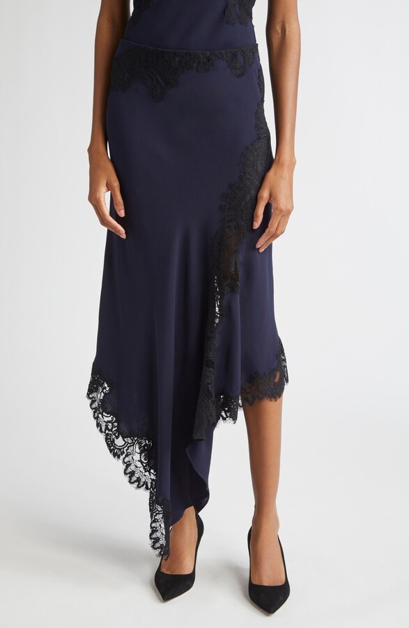 Veronica Beard Hartley Lace Detail Asymmetric Slip Skirt