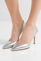 Thumbnail for your product : Prada 85 Metallic Textured-leather Pumps - Silver