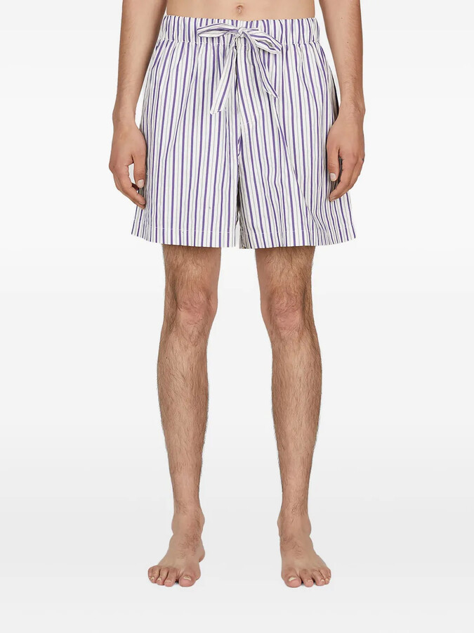 Tekla Striped Drawstring Pajama Shorts