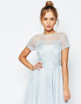 Thumbnail for your product : ASOS Petite Salon Lace Applique Mesh Mini Skater Dress