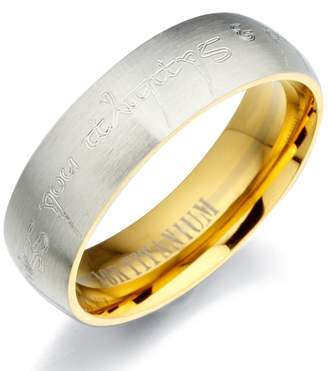 Gemini Custom Men's 18K Gold Filled Two Tone Matte & Polish Anniversary Titanium Wedding Ring width 7mm US 15 Valentine's Day Gift