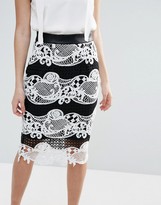 Thumbnail for your product : Little Mistress Monochrome Color Block Lace Skirt