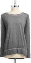 Thumbnail for your product : DKNY Hi Lo Pullover with Lace Insets-BLACK-Small