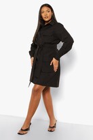 Thumbnail for your product : boohoo Plus Woven Pocked Belted Shirt Dress