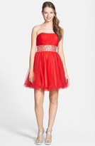 Thumbnail for your product : Faviana Embellished Mesh Fit & Flare Dress