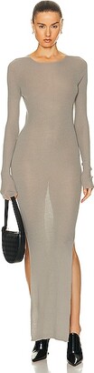Rick Owens Ribbed Round Neck Dress in Neutral