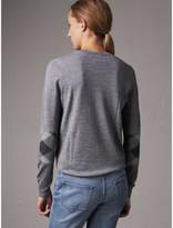 Thumbnail for your product : Burberry Check Detail Merino Wool Crew Neck Sweater
