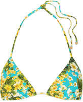 Thumbnail for your product : Dolce & Gabbana Floral-print Triangle Bikini Top - Light blue