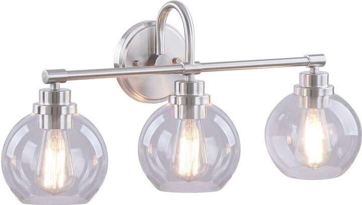 Aspen Creative Corporation 24 in. 3-Light Brushed Nickel Vanity Light with Clear Glass Shade