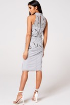 Thumbnail for your product : Little Mistress Luxury Kaylee Grey Floral Hand-Embellished Midi Pencil dress
