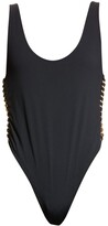 Thumbnail for your product : Stella McCartney Falabella High-Leg One-Piece Swimsuit with Chain Detail