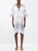 Thumbnail for your product : Juliet Dunn Dhaka Printed Organic-cotton Poncho - White Blue