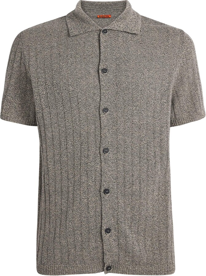 Barena Linen-Cotton Knit Short-Sleeve Shirt