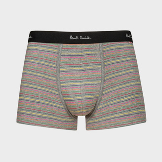Paul Smith Men's Grey Low-Rise Boxer Briefs With Multi-Coloured Stripes