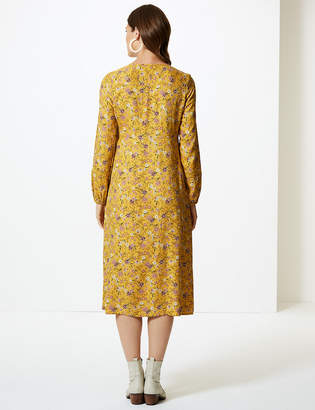 Marks and Spencer Floral Print Round Neck Relaxed Dress
