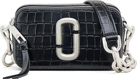Marc Jacobs The Croc-Embossed Chain Snapshot Women's Handbags Black Chain/Leather/Polyester