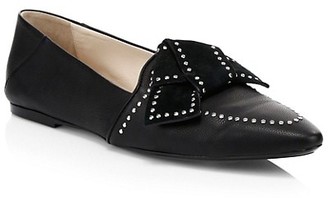 Tod's Studded Bow Leather Ballet Flats