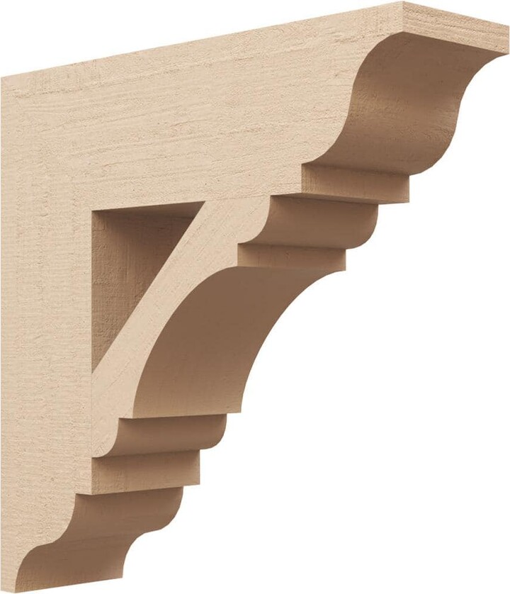 Ekena Millwork 5.5 in. x 20 in. x 20 in. Olympic Traditional Rough Cedar Woodgrain Timberthane Polyurethane Bracket, Primed Tan