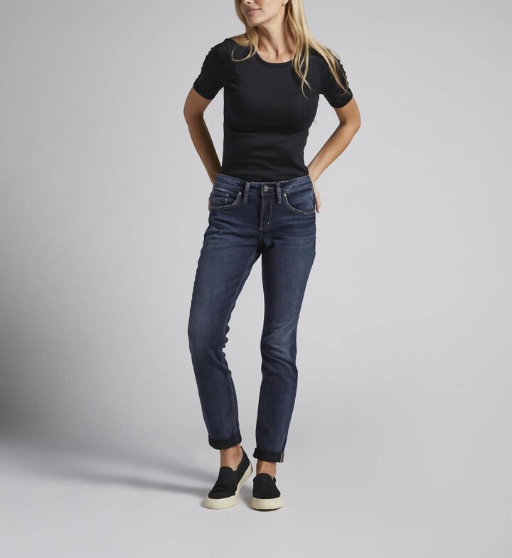 Silver Jeans Co. Boyfriend Mid Rise Slim Leg Jeans In Indigo