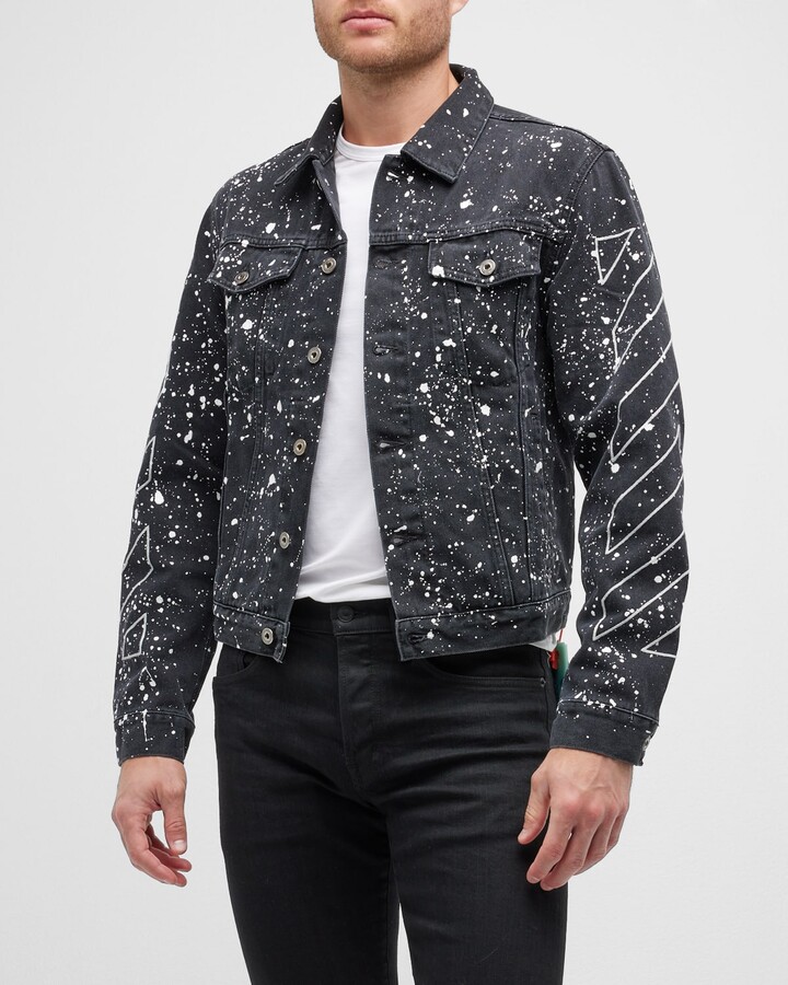 OffWhite Men's Diagonal PaintSplatter Denim Jacket ShopStyle