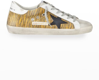 Golden Goose Superstar Zebra-Striped Canvas Sneakers - ShopStyle