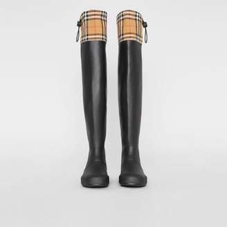 Burberry Vintage Check and Rubber Knee-high Rain Boots