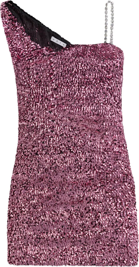 Area Crystal-Strap Sequin Mini Dress