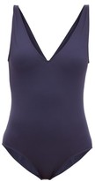 Thumbnail for your product : ASCENO Comporta Plunge-neck Swimsuit - Navy