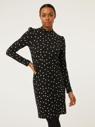George Black Polka Dot Long Sleeve Soft Touch Mini Dress - ShopStyle