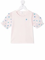 Thumbnail for your product : Charabia floral-embellished puff-sleeve T-shirt