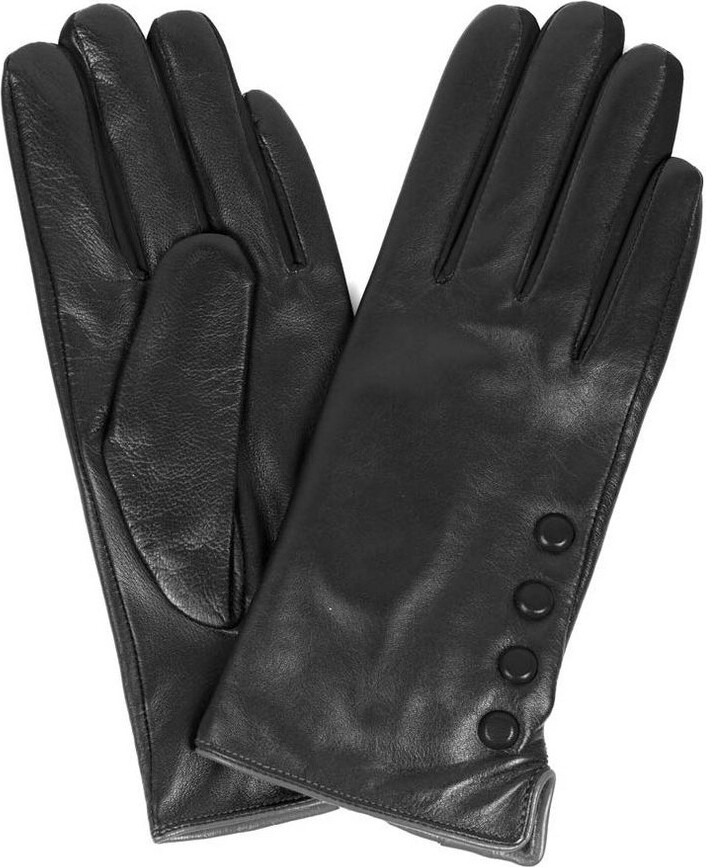 Karla Hanson Women's Deluxe Leather Touch Screen Gloves w/Buttons S