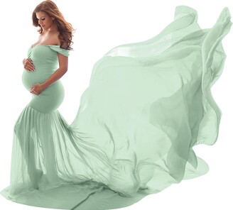 Women's Maternity Dress Maternity Long Evening Dress Long Pregnant Clothing Pregnant  Multiway Tulle Dress Long Sleeve Lace Shoulderless Clothing Maternity Dress  Photo Shooting Maternity Dress Off : : Fashion