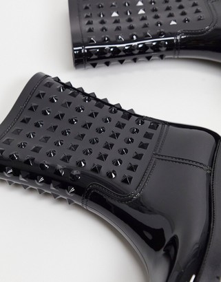 ASOS DESIGN Grateful studded wellie boots in black - ShopStyle